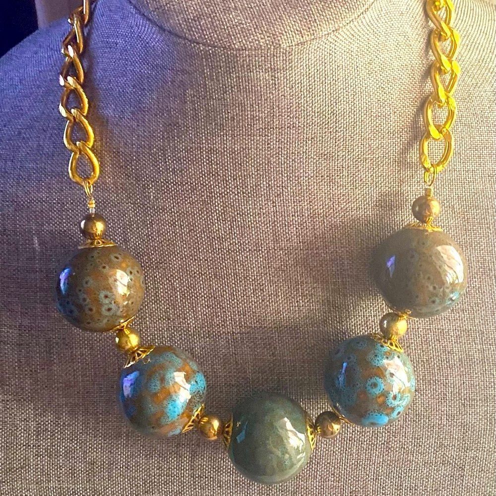 Large Ocean Jasper-like Beads Necklace